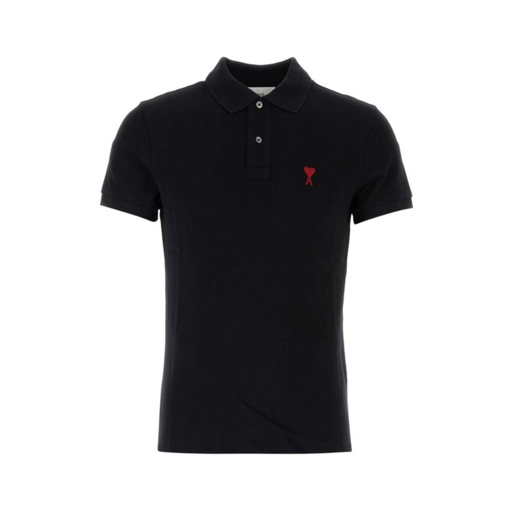Ami Men Black Piquet Polo Shirt